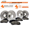 Max Brakes Front & Rear Performance Brake Kit [ Premium Slotted Drilled Rotors + Ceramic Pads ] KT006433 Fits: 2003-2006 Acura MDX