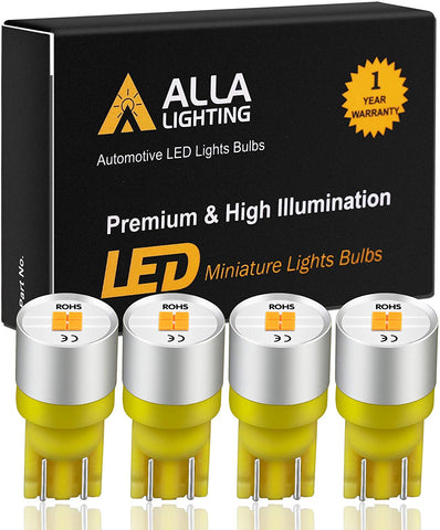 Alla Lighting Newest 194 LED Bulbs Extremely Super Bright T10 168 W5W 2825 175 158 CANBUS Replacement 12V 1616 SMD Car License Plate Light Interior Map Dome Door Lights, Amber Yellow