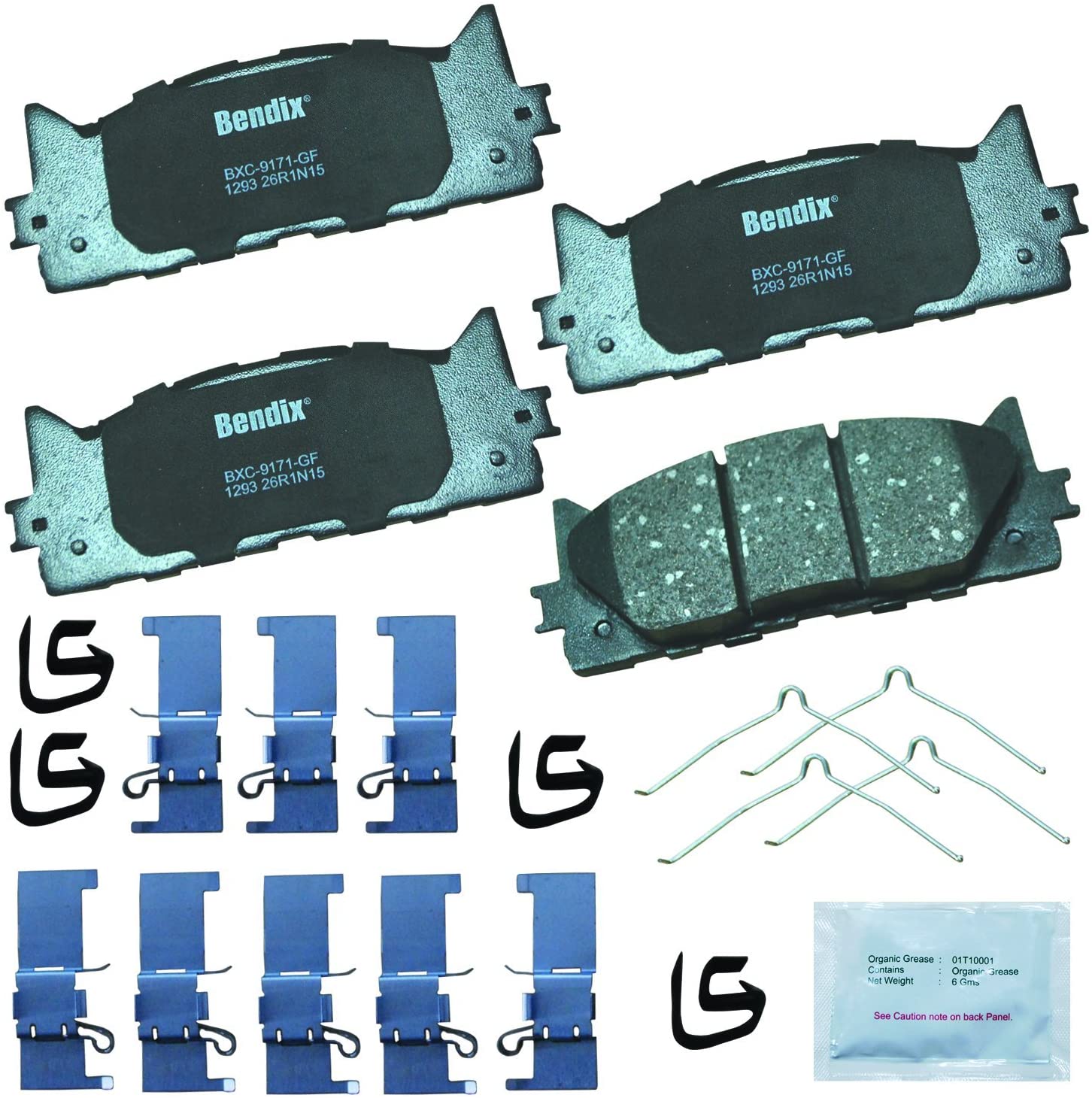 Bendix Premium Copper Free CFC1293 Ceramic Brake Pad (with Installation Hardware Front)