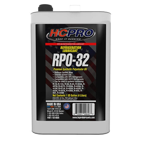 HCPRO RPO-32 Polyolester Refrigeration Lube Oil - 1 Gallon / 4 liters / 128 Oz