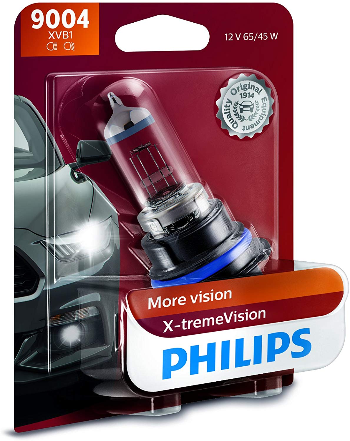 Philips 9004 X-tremeVision Upgrade Headlight Bulb with up to 100% More Vision