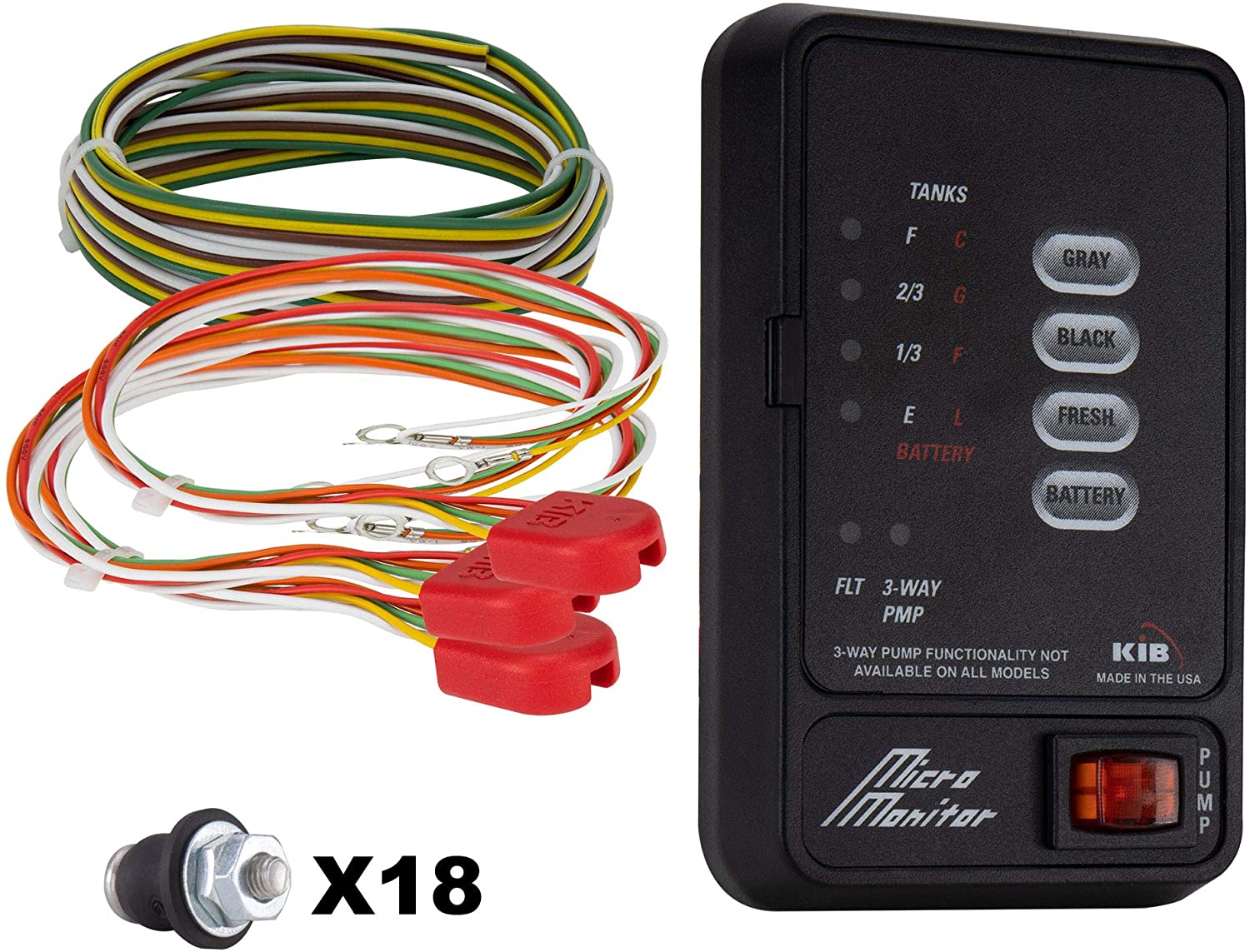 RV Tank Sensor Monitor Panel M21 | KIB Replacement | Includes Wire Harness Kit | Level Sensor | Fresh Water or Holding Tank Level Sensor (Black)