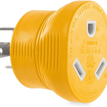 Camco PowerGrip Durable Electrical Adapter - Easy Grip for Simple and Safe Use, 30 AMP Male 15 AMP Female (55233), Yellow|Yellow