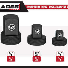 ARES 70198 - Low Profile Impact Socket Adapter Set - Impact-Rated Heat-Treated Chrome Vanadium Steel Features Knurling For Enhanced Grip