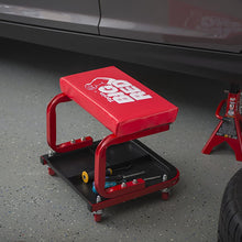 Torin TR6300 Red Rolling Creeper Garage/Shop Seat: Padded Mechanic Stool with Tool Tray