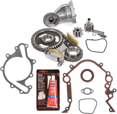Evergreen TKTCS20500OP Fits 90-07 Ford Lincoln Mercury 3.8 3.9 4.2 OHV 12 Valves Timing Chain Kit Oil Pump Timing Cover Gasket