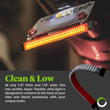 8" Red + Amber LED Motorcycle Turn Signal & Brake Tail Light Strip [IP67 Waterproof] [Dual Row] [RED Tail & Brake] [Amber Sequential Turn Signals] Flexible Tail Light Strip for Motorcycle Trailer ATV