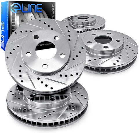 For 2004-2017 Nissan Quest R1 Concepts eLine Front Rear Drill/Slot Brake Rotors Kit