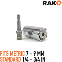 RAK Universal Socket Grip (7-19mm) Multi-Function Ratchet Wrench Power Drill Adapter 2Pc Set - Best Unique Tool Gift for Men, DIY Handyman, Father/Dad, Husband, Boyfriend, Him, Women