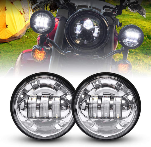 LX-LIGHT Dot approved 2 PCS Chrome 4.5 Inch Cree LED Passing Light LED Fog Lamps for Motorcycles Auxiliary Light Bulb Motorcycle Projector Driving Lamp