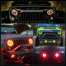 Dot Approved 7 Inch LED RGB Headlight,7" Round DRL Headlamp Flashing RGB Angel Eye Halo Ring,4" LED Fog Lights Bluetooth Controlled for 2007-2017 TJ LJ JK JKU Unlimited Rubicon Sahara
