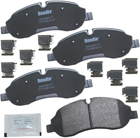 Bendix CFM1774 Premium Copper Free Semi-Metallic Brake Pad (with Installation Hardware Front)