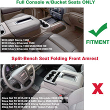 Center Console Organizer for 2019 Chevy Silverado 1500 / GMC Sierra 1500 and 2020 Chevy Silverado/GMC Sierra 1500/2500 HD/3500 HD ABS Tray Armrest Secondary Storage (Full Console w/Bucket Seats ONLY)