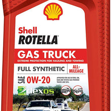 Shell Rotella Gas Truck Full Synthetic 0W-20 Motor Oil for Pickups and SUVs (1-Quart, Single Pack)
