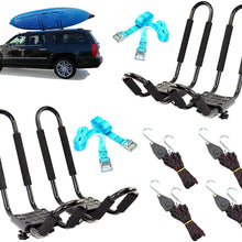 2 Pairs Heavy Duty Kayak Rack-Includes 4 Pcs Ratchet Tie-Mount on Car Roof Top Crossbar-Easy to Carry Kayak Canoe Boat Surf Ski (J-Bar Rack)