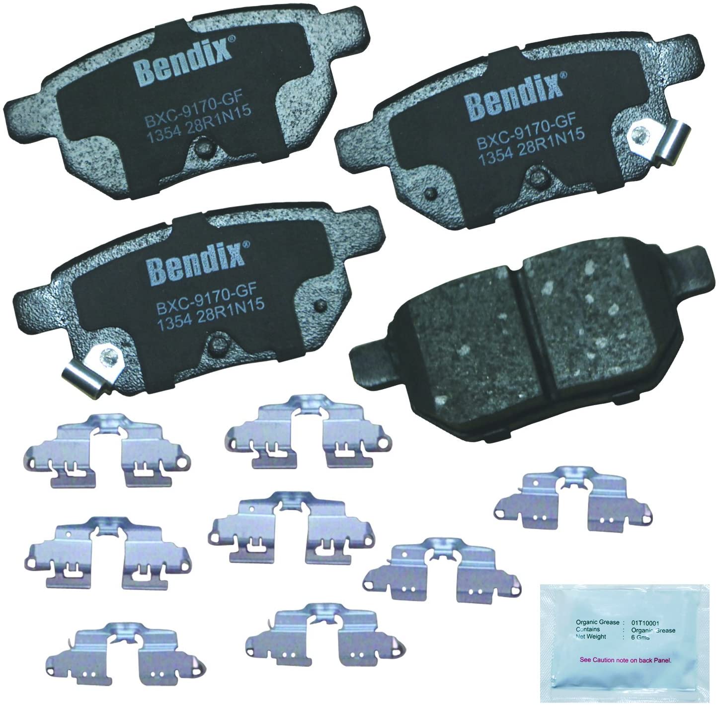 Bendix Premium Copper Free CFC1354 Ceramic Brake Pad (with Installation Hardware Rear)