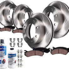 Detroit Axle - Front and Rear Brake Kit Rotors w/Ceramic Pads w/Hardware & Brake Kit Cleaner & Fluid for 2005-2007 Ford F-250 4x4 w/SINGLE REAR WHEELS (No Harley Package) - 05-08 Ford F-350 SRW