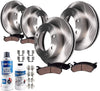 Detroit Axle - All (4) Front and Rear Disc Brake Kit Rotors w/Ceramic Pads w/Hardware Clips & Brake Kit Cleaner & Fluid for 2003 2004 2005 2006 2007 2008 Dodge Ram 2500 Ram 3500