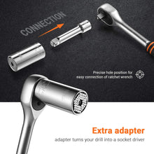 Universal Socket, TACKLIFE 3Pcs Multifunctional 1/4’’- 3/4’’ (7mm-19mm) Socket Tool Sets and Power Drill Adapter, Professional Repair Tools - ASW01A