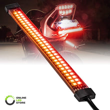 8" Red + Amber LED Motorcycle Turn Signal & Brake Tail Light Strip [IP67 Waterproof] [Dual Row] [RED Tail & Brake] [Amber Sequential Turn Signals] Flexible Tail Light Strip for Motorcycle Trailer ATV