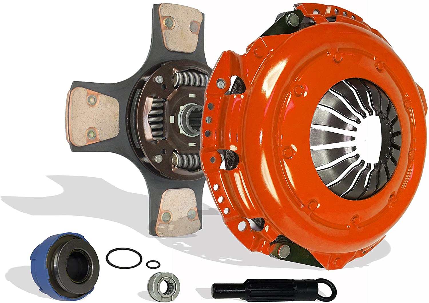 Clutch Kit Compatible With F-150 F-250 Pickup F150 F250 XL XLT Lariat Base 1997-2000 4.6L V8 GAS SOHC 4.2L V6 GAS OHV Naturally (4-Puck Clutch Disc Stage 3; 07-130RCB4)