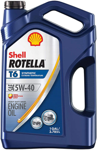 Shell Rotella T6 Full Synthetic 5W-40 Diesel Engine Oil (1-Gallon, Single Pack, New Packaging)