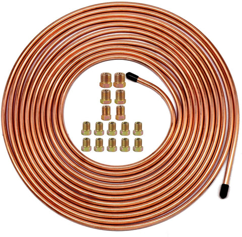 Muhize 25 Ft. of 3/16 Brake Line Tubing Kit - Flexible Copper Tube Roll 25 ft 3/16