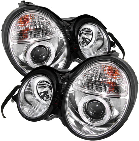 Spyder 5011282 Mercedes Benz E-Class 95-99 Projector Headlights - LED Halo - Chrome - High H1 (Included) - Low H7 (Included)