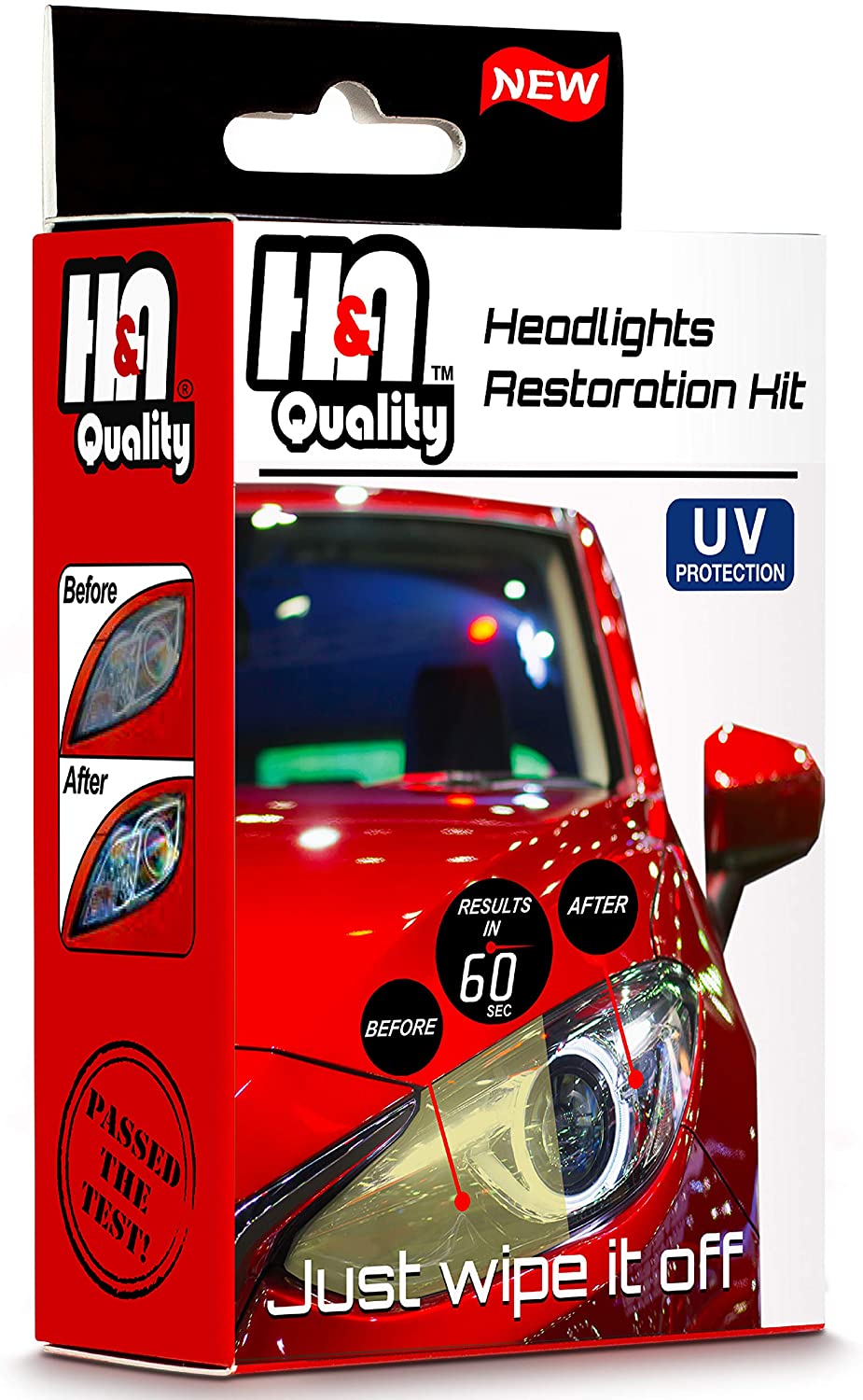 H&A QUALITY Headlight Restoration Kit, Car Headlights Lens Detailing Cleaning Wipes with UV Protectant Clear Top Coat, Headlights Polishing Wipe to Remove Haze and Shine Dull Headlights