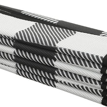 RV Mat - Recycled Reversible RV Rug - Camping Rugs for Outside Your RV - 9x12 Black and White Tribal - Large Outdoor Rugs for patios or awnings - Portable mat - Waterproof Rug