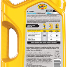 Pennzoil Platinum Full Synthetic Motor Oil (SAE, SN) 0W-20, 5 Quart - Pack of 1