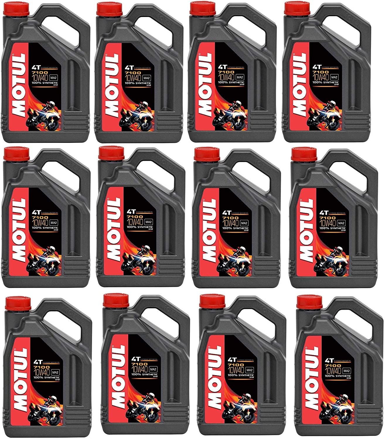 Motul 104092 Set of 12 7100 4T 10W-40 Motor Oil 1-Gallon Bottles