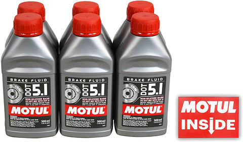 Motul 100951 100% Full Synthetic Brake Fluid 6 Pack DOT 5.1 500mL Bottle with Premium Motul Sticker (6)