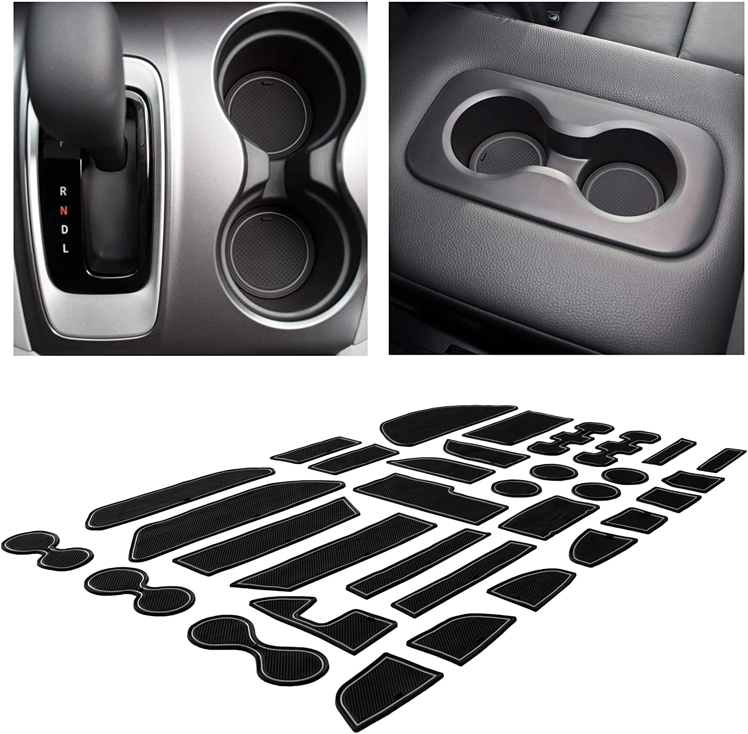 CupHolderHero for Honda Pilot 2016-2020 Custom Liner Accessories – Premium Cup Holder, Console, and Door Pocket Inserts 31-pc Set (Gray Trim)