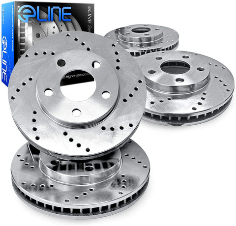 For 2004-2009 Nissan Quest Front Rear R1 Concepts eLine Drilled Brake Rotors Kit