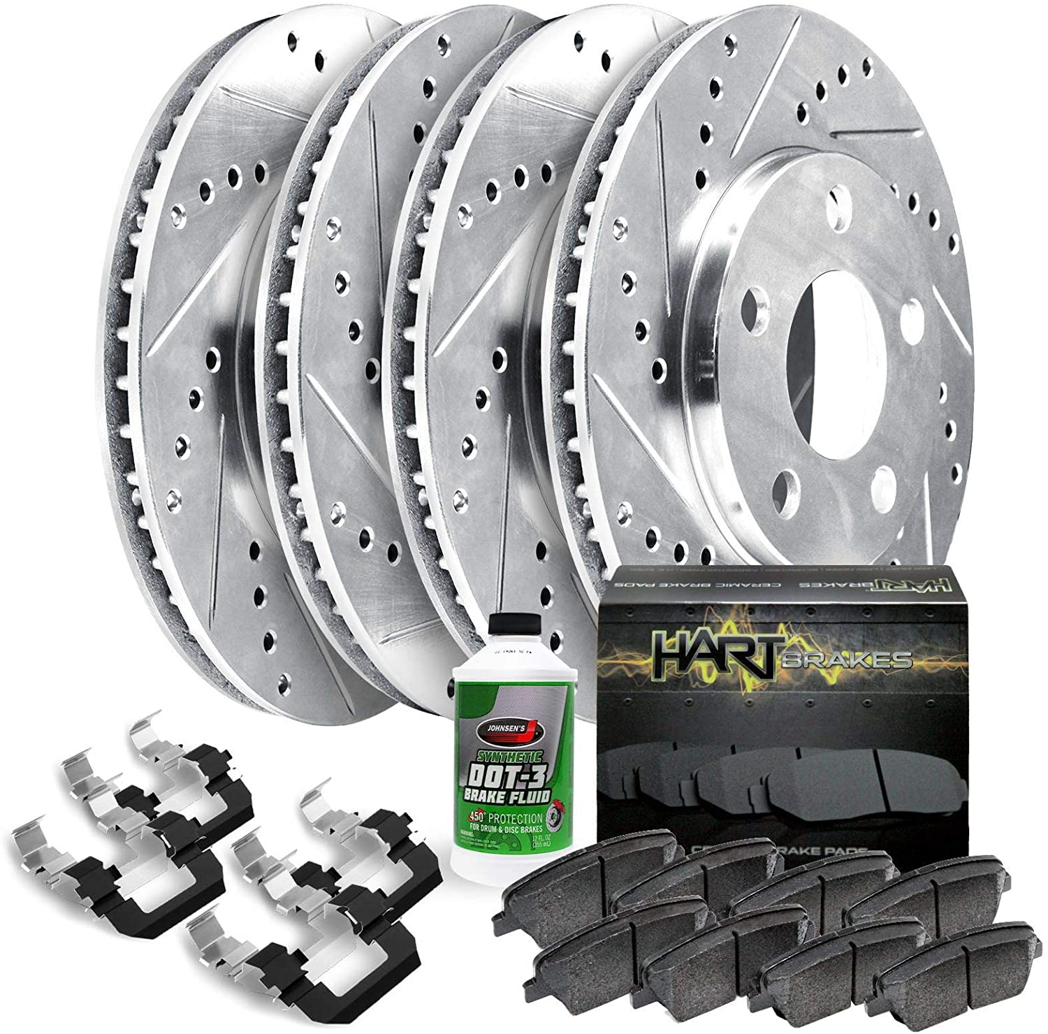 Fit 2015-2019 Kia Sedona HartBrakes Full Kit Brake Rotors Kit+Ceramic Brake Pads