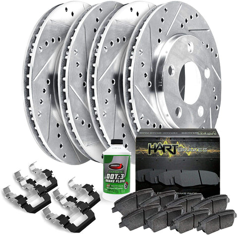 Fits Infiniti FX35, FX45 Front Rear Drill Slot Brake Rotors Kit+Ceramic Brake Pads