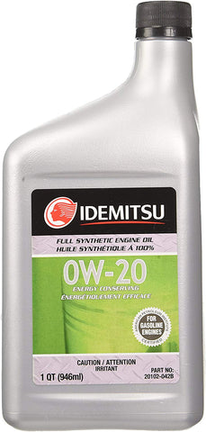 Idemitsu (20102-042B OE Fluids Grey API SN ILSAC GF-5 0W-20 Motor Oil - 1 Quart