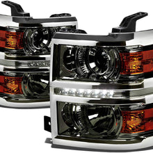 Smoked Lens Amber Corner Projector LED DRL Headlight Headlamp for Chevy Silverado 1500 14-15