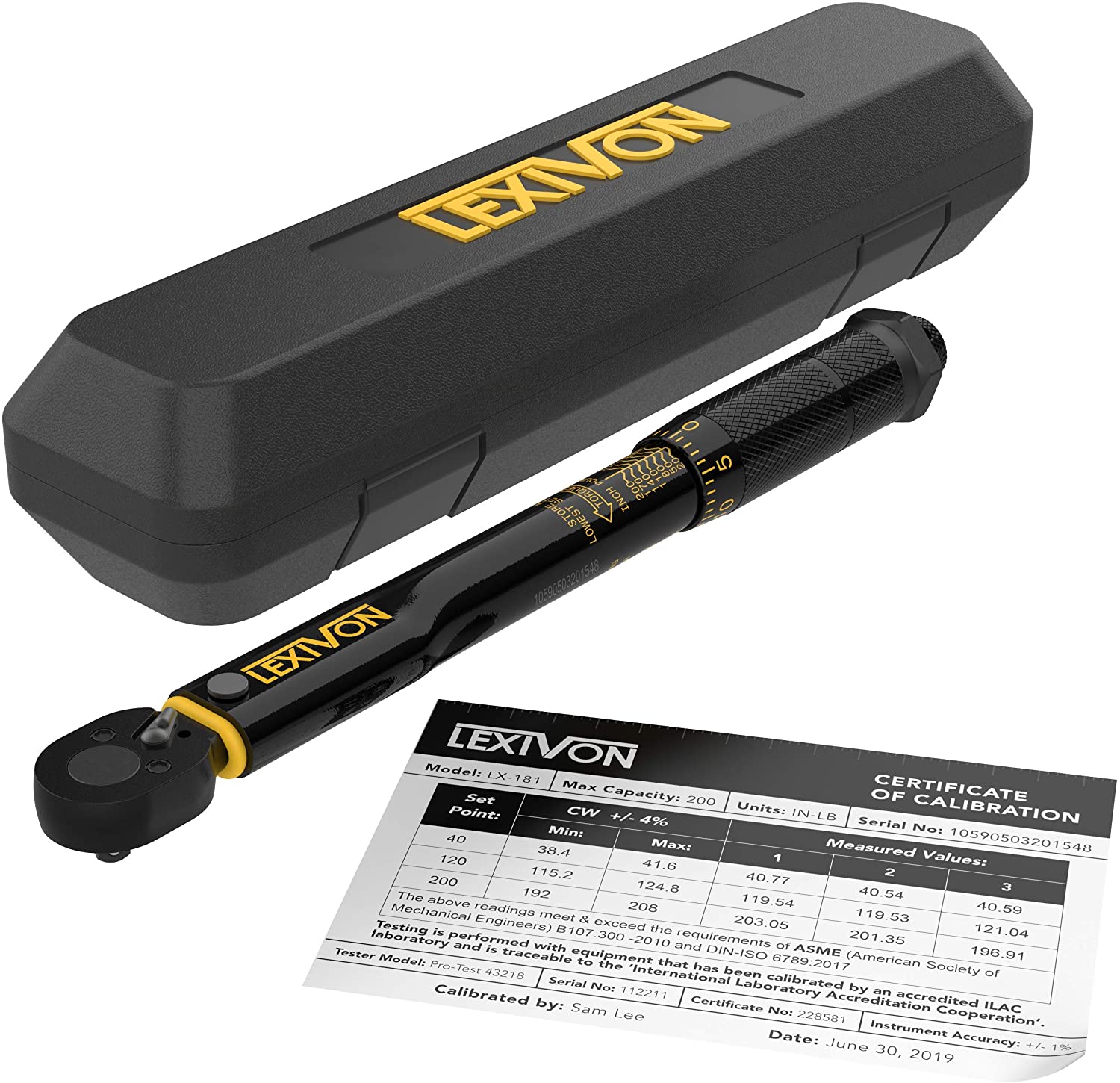 LEXIVON Inch Pound Torque Wrench 1/4-Inch Drive | 20~200 in-lb/2.26~22.6 Nm (LX-181)