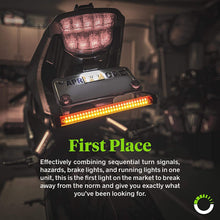 8" Red + Amber LED Motorcycle Turn Signal & Brake Tail Light Strip [IP67 Waterproof] [Dual Row] [RED Tail & Brake] [Amber Sequential Turn Signals] Flexible Tail Light Strip for Motorcycle Trailer ATV