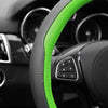 FH Group FH2009 Geometric Chic Genuine Leather Steering Wheel Cover (Green) – Universal Fit for Cars Trucks & SUVs