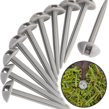 AdvenGO 10 Strong Polypropylene Stake Set for Grass, Soil - Anchoring Blankets, Patio Rugs, Camping Tents, Tarps, and RV Mats - Easy to Use, Outdoor Lawn and Garden Stakes - (Silver) (Silver)