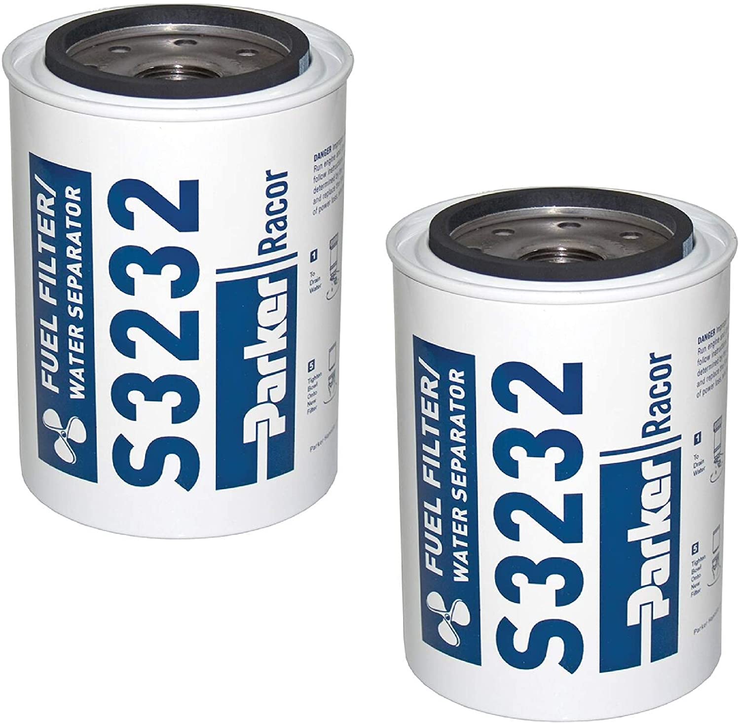 S3232 Racor Fuel Filter Water Sep Marine Cartridge (Pack of 2), 10Microns