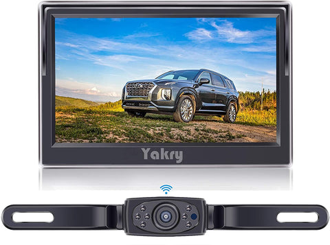 Yakry 2020 New HD Wireless Backup Camera 5'' Monitor Kit Reversing License Plate Camera System for Cars,SUVs,Minivans Back Up Lines DIY Y32