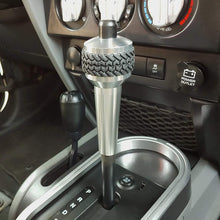 DV8 Offroad | Replacement Automatic Transmission Shift Knob for Wrangler JK | Billet Aluminum | Includes Patented Tire Tread Rubber Grip | Silver Finish