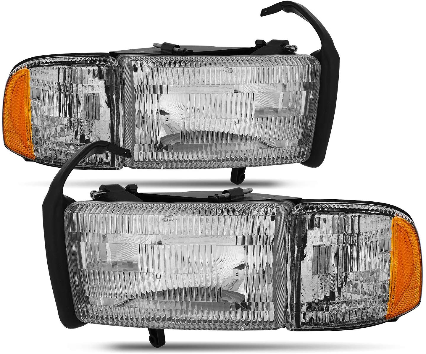 For Dodge Ram Pickup 1500 2500 3500 Headlights w/Corner Replacement Driver + Passenger Side Pair Set