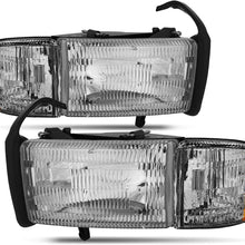 For Dodge Ram Pickup 1500 2500 3500 Headlights w/Corner Replacement Driver + Passenger Side Pair Set