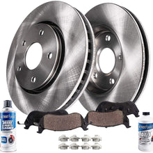 Detroit Axle - Pair (2) Front Disc Brake Kit Rotors w/Ceramic Pads w/Hardware & Brake Kit Cleaner & Fluid for 96-99 Ford Taurus SHO - [01-07 Taurus] - 01-05 Mercury Sable - [95-02 Lincoln Continental]