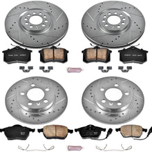 Power Stop K2795 Front & Rear Brake Kit with Drilled/Slotted Brake Rotors and Z23 Evolution Ceramic Brake Pads